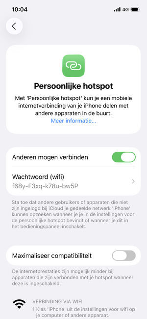 Uw telefoon is nu geïnstalleerd voor gebruik als modem