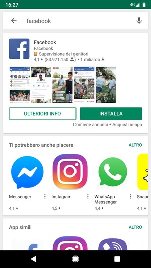 Seleziona l'applicazione