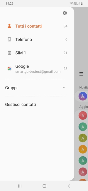 Seleziona Gestisci contatti