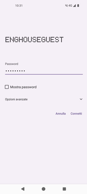 Inserisci la password del Wi-Fi e seleziona Connetti
