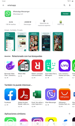 Seleccione la aplicación