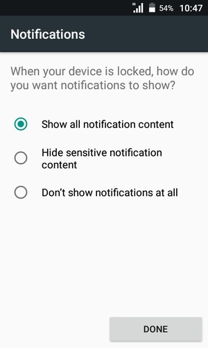Select your preferred option and select DONE