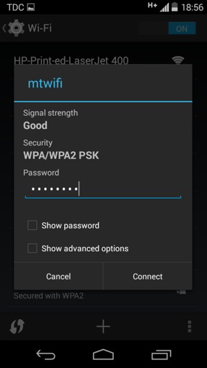 Enter the Wi-Fi password and select Connect