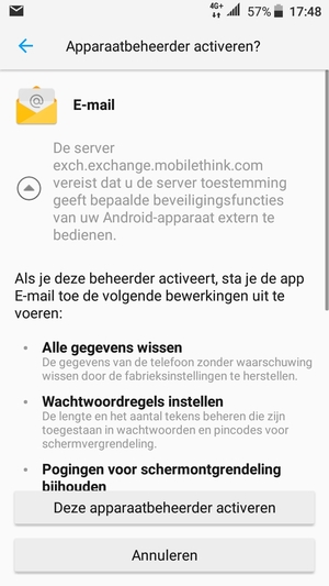 Selecteer Deze apparaatbeheerder activeren