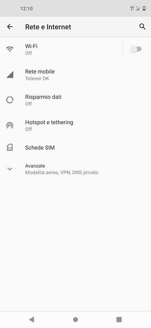 Seleziona Rete mobile