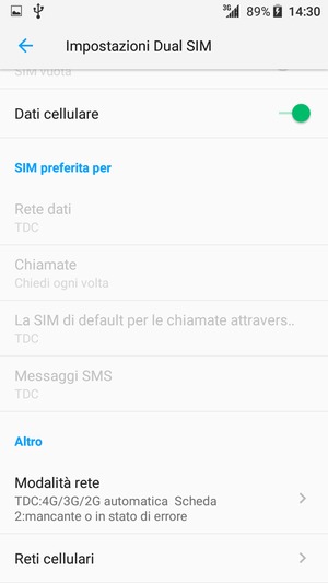 Scorri e seleziona Modalità rete