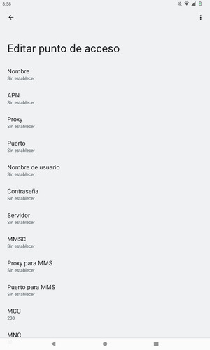 Introduzca la información de Internet