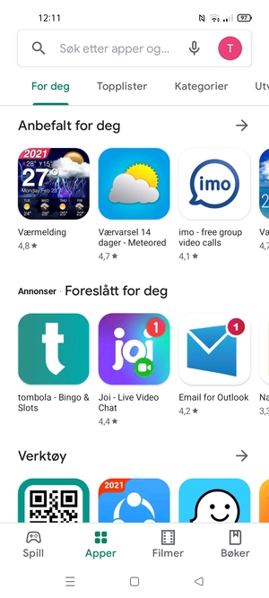 Velg søkefelt