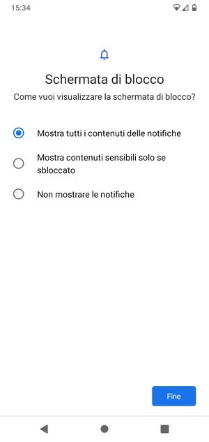 Seleziona la tua opzione preferita e poi Fine