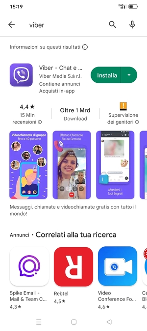 Seleziona l'applicazione