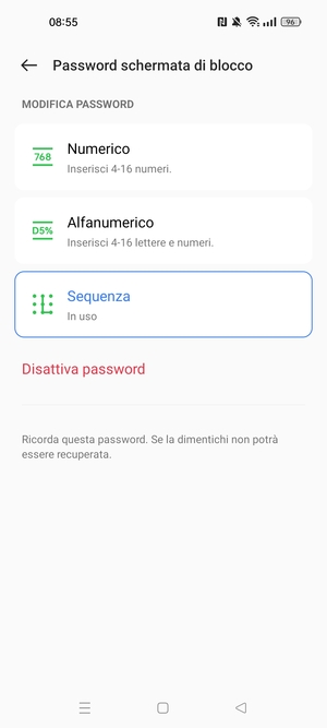 Il tuo telefono è ora protetto dal blocco schermo