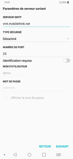 Désactiver le Identification requise et sélectionner SUIVANT