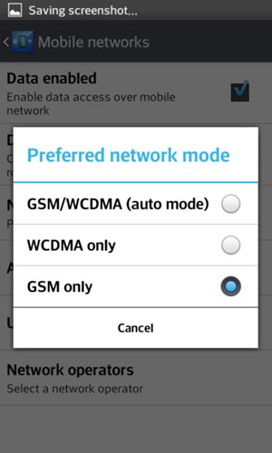 Select GSM only to enable 2G