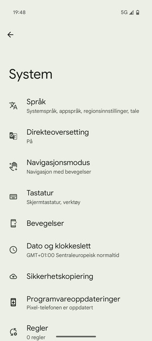Velg Sikkerhetskopiering