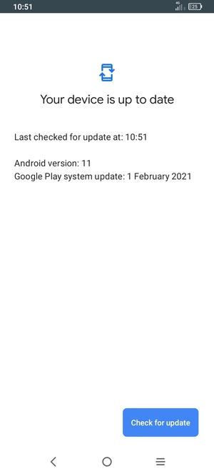 If your phone is up to date, you will see the following screen