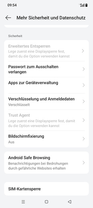 Scrollen Sie und wählen Sie  SIM-Kartensperre
