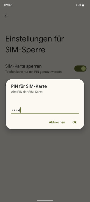 Geben Sie Ihre Alte PIN der SIM-Karte ein und wählen Sie OK