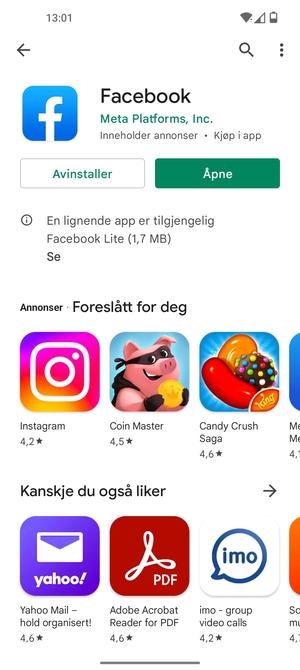 Velg Åpne