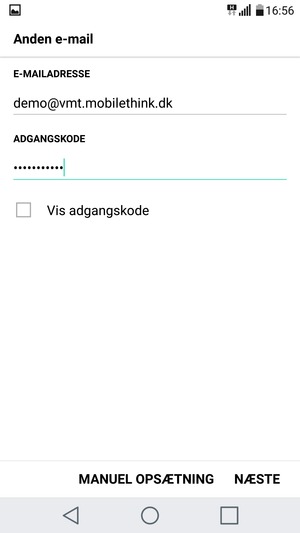 Indtast din e-mailadresse og adgangskode. Vælg NÆSTE