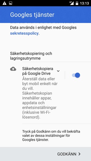 Välj GODKÄNN