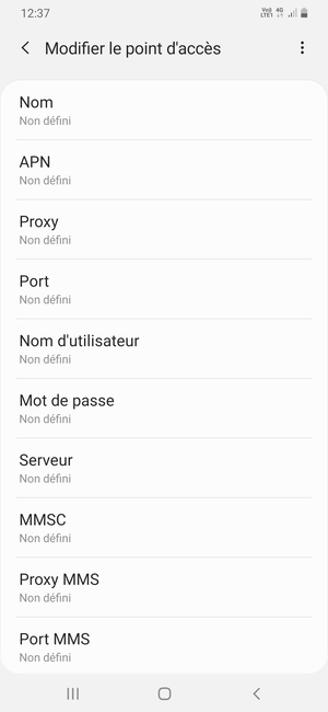 Saisissez les informations Internet