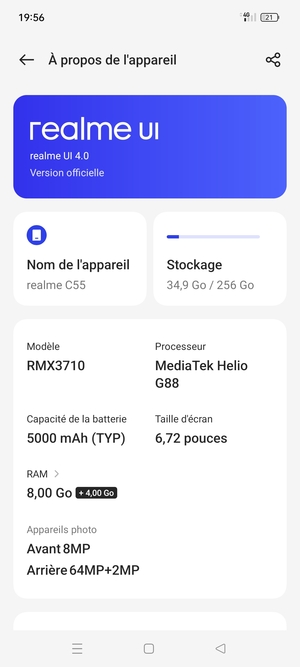 Sélectionnez realme UI