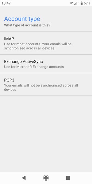 Select IMAP or POP3