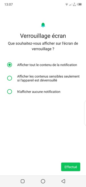 Sélectionnez votre option préférée et sélectionnez Effectué