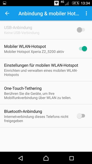 Ihr Handy ist jetzt für die Verwendung als Modem eingerichtet