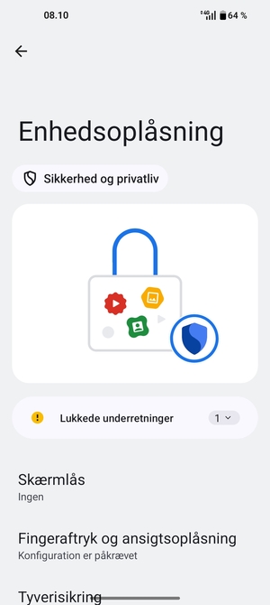 Vælg Skærmlås