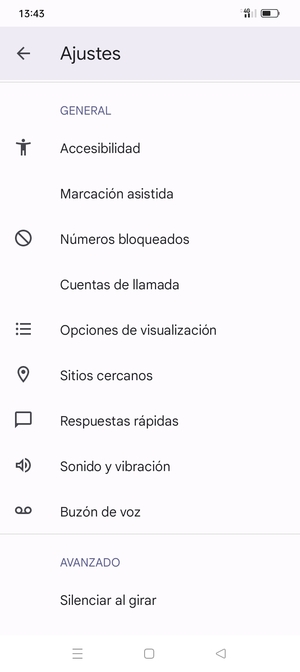 Desplácese y seleccione Buzón de voz