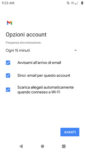 Seleziona AVANTI