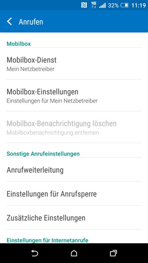 Scrollen Sie und wählen Sie Mobilbox-Einstellungen