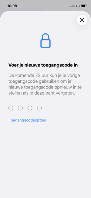Voer je nieuwe toegangscode in
