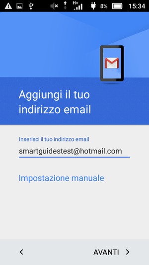 Inserisci il tuo indirizzo email e seleziona AVANTI