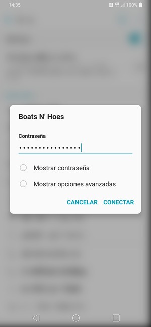 Introduzca la contraseña de Wi-Fi y seleccione CONECTAR