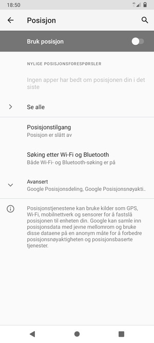 Slå av Bruk posisjon