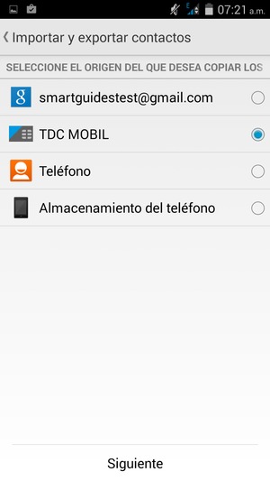 Seleccione la tarjeta SIM y seleccione Siguiente