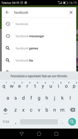 Voer de app-naam in en selecteer Zoek