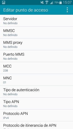 Desplácese hacia abajo e introduzca la información MMS