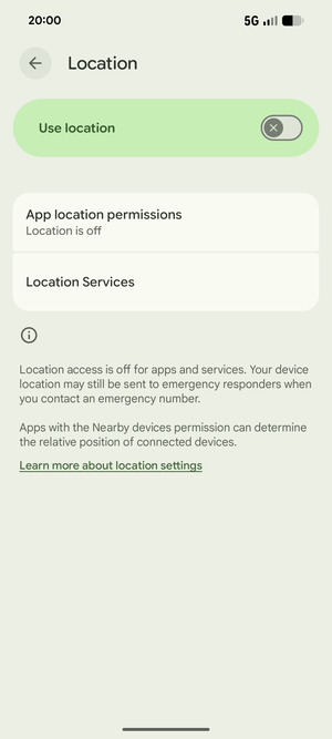 Turn off Use location