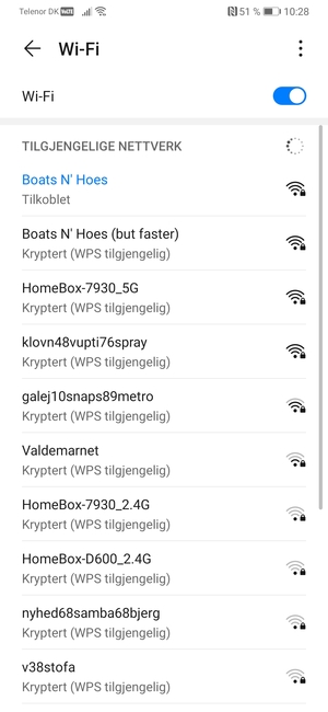 Du er nå koblet til Wi-Fi-nettverket