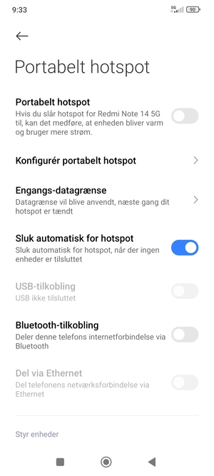 Vælg Konfigurér portabelt hotspot