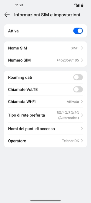 Per modificare la rete, in presenza di problemi, seleziona Operatore