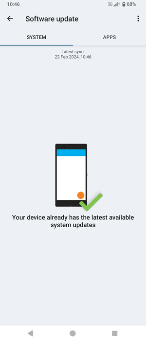 If your phone is up to date, you will see the following screen