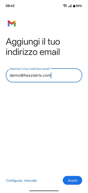 Inserisci il tuo indirizzo email e seleziona Avanti