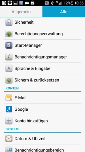 Scrollen Sie und wählen Sie Google