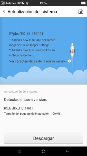 Si el teléfono no está actualizado, seleccione Descargar