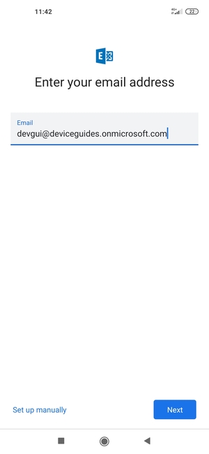 Enter your Email address and select Set up manually