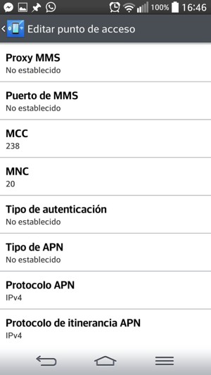 Desplácese hacia abajo e introduzca la información MMS